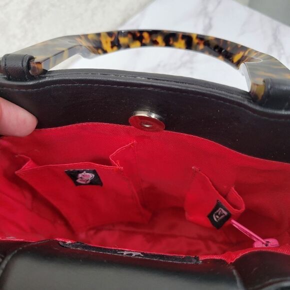 Elaine Turner Designs Black Straw Raffia Trapezoid Bucket Bag Y2K - Picture 10 of 14